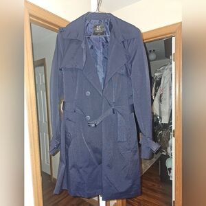 New York & Company Navy Trench Coat with Belt
